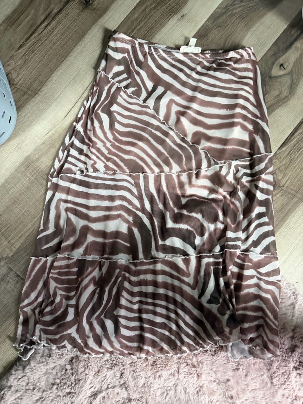 Women's Brown Zebra Print Tiered Skirt